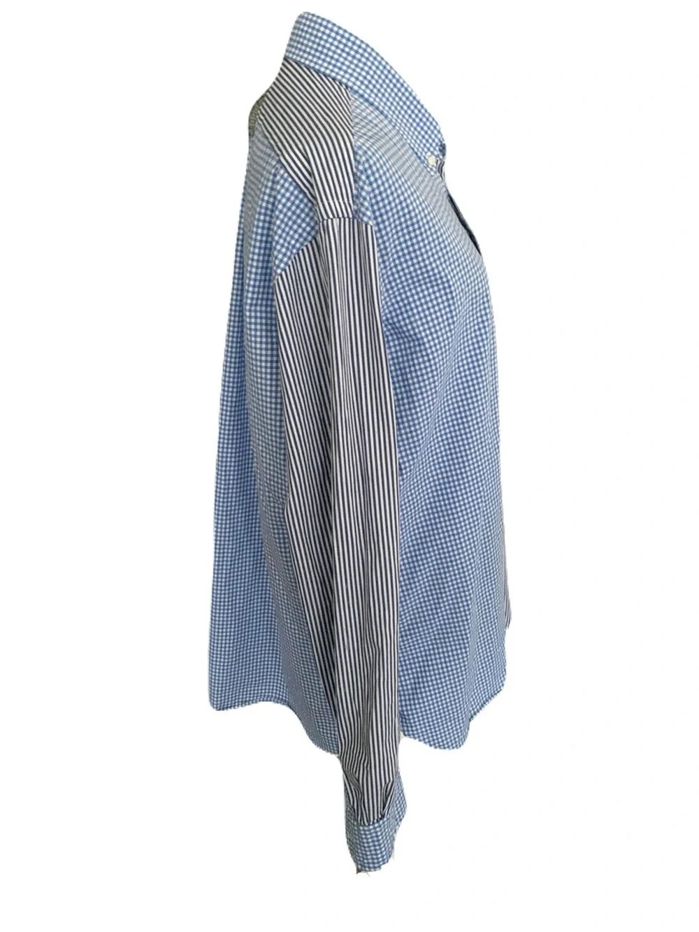 Polo by Ralph Lauren XL Blue Patchwork Stripe Gingham Plaid Button-Down Shirt